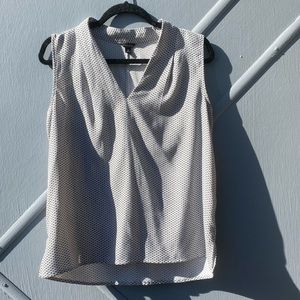 Ann Taylor V-Neck Sleeveless Blouse Black White M